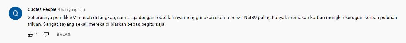 Seorang Pengguna Berharap PT SMI yang Menaungi Net89 Juga Diproses!!