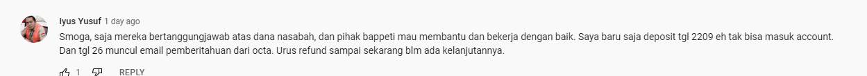 Semoga Octa Investama Bertanggungjawab dengan Dana Nasabahnya...