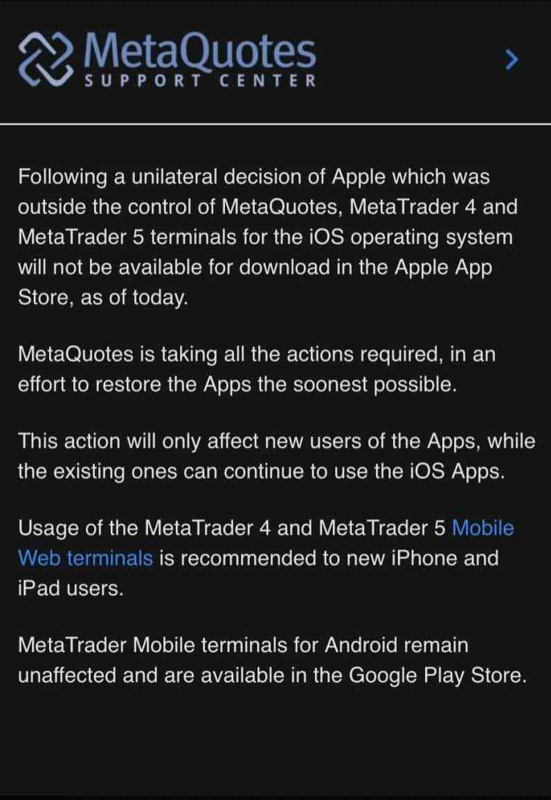 MT4 & MT5 di Banned dari IOS!