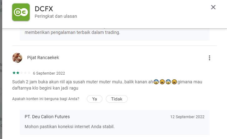 Calon Nasabah DCFX Kesulitan Membuat Akun Riil