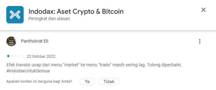 Aplikasi Indodax Diduga Sering Mengalami Lag