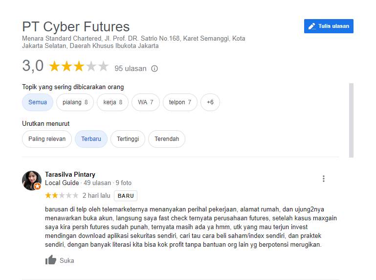 Awas Jadi Korban Sales Marketing Broker Cyber Futures!