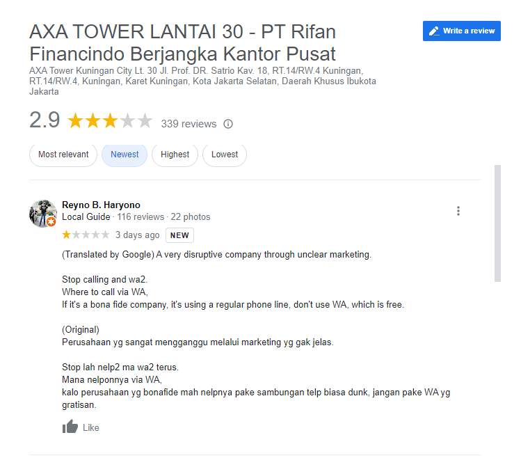 Rifan Perusahaan Besar, Tetapi Malah Terlihat Tidak Modal dalam Menggaet Nasabahnya?