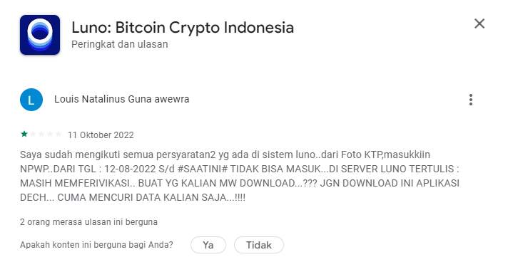 Pengguna Platform Luno Mengeluh, Verifikasi Akun Lama Sekali!