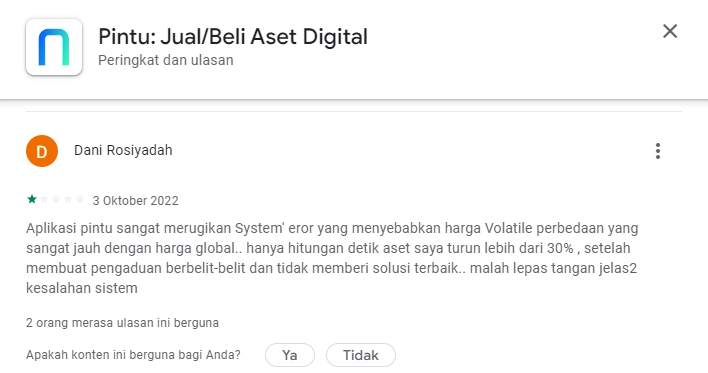 Pengguna Kecewa Atas Sistem Aplikasi Pintu!
