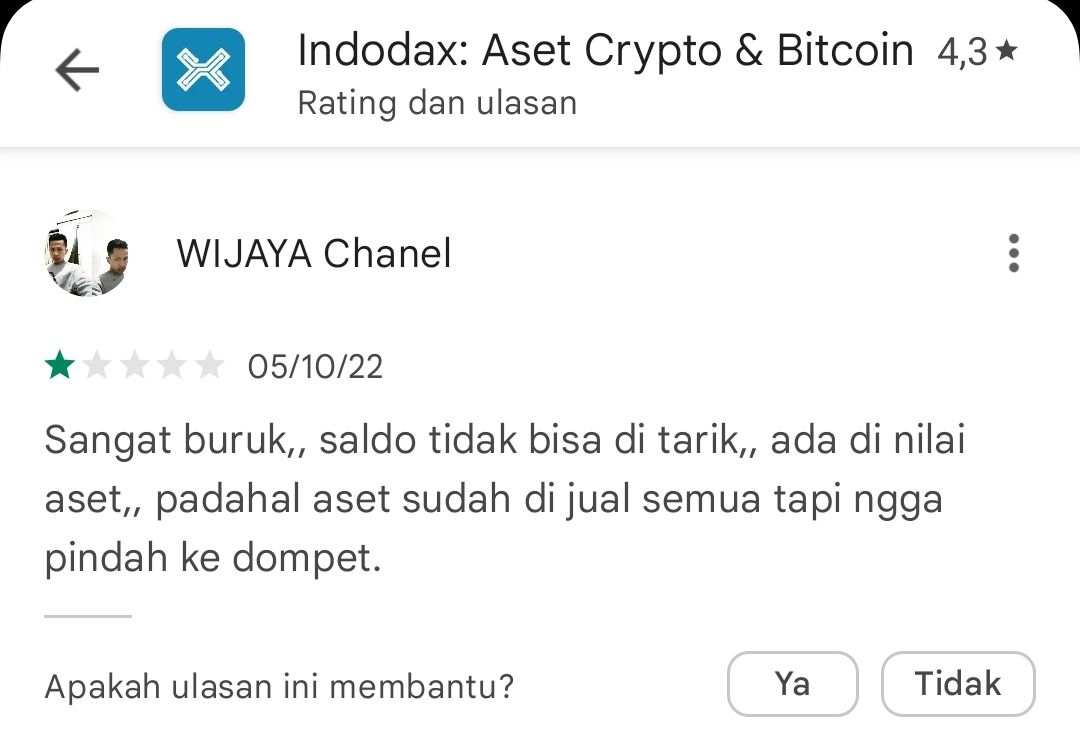 Pelayanan Indodax Sangat Buruk! Saldo Tidak Bisa Ditarik