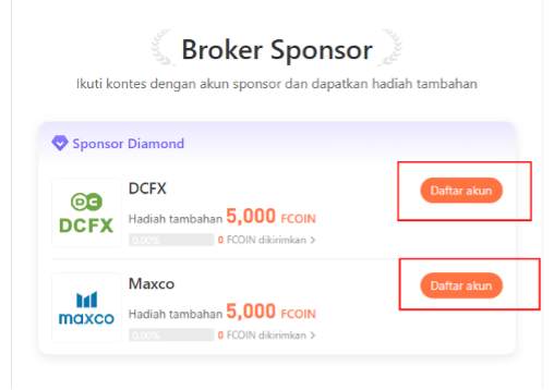 Buat Akun Trading Baru dengan Broker Sponsor untuk Dapatkan Hadiah FCOIN