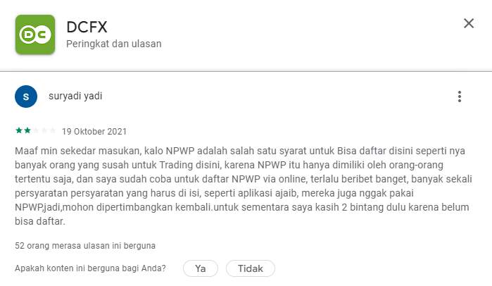 Terlalu Banyak Persyaratan di Broker DCFX!