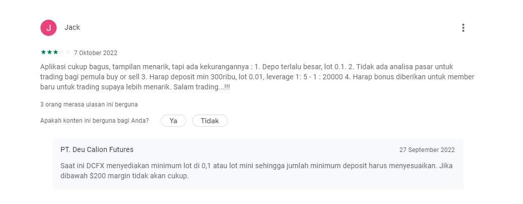 Seorang Pengguna Klaim Ada Kekurangan pada Broker DCFX