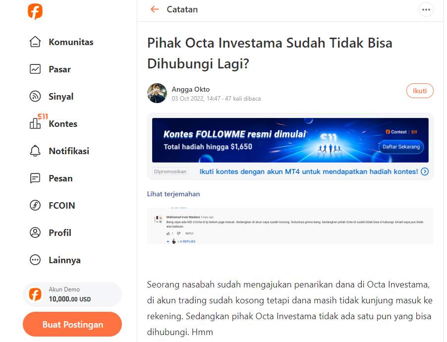Octa Investama Kembali Tegaskan Tetap Beroperasi dan Dalam Masa Pemulihan