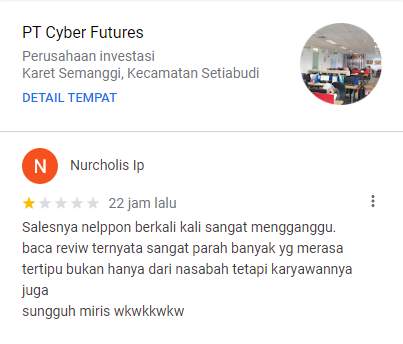 Sales Broker Cyber Futures Diduga Sering Mengganggu Masyarakat
