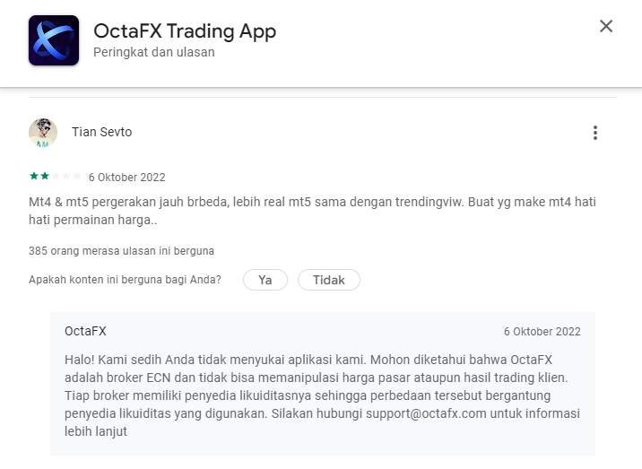 Waspada! Pergerakan Metatrader 4 OctaFx Berbeda Jauh