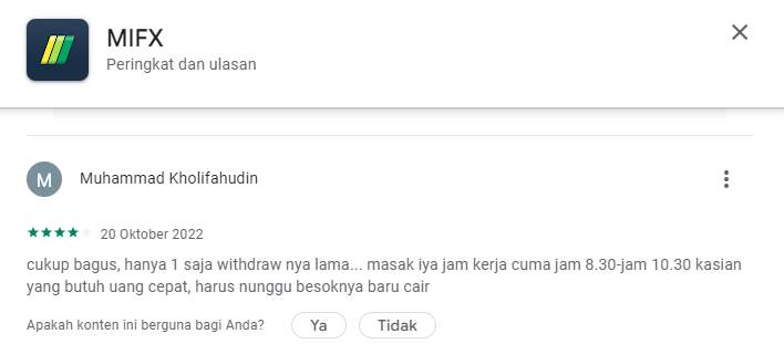 Penarikan Dana Broker MIFX Terlalu Lama!