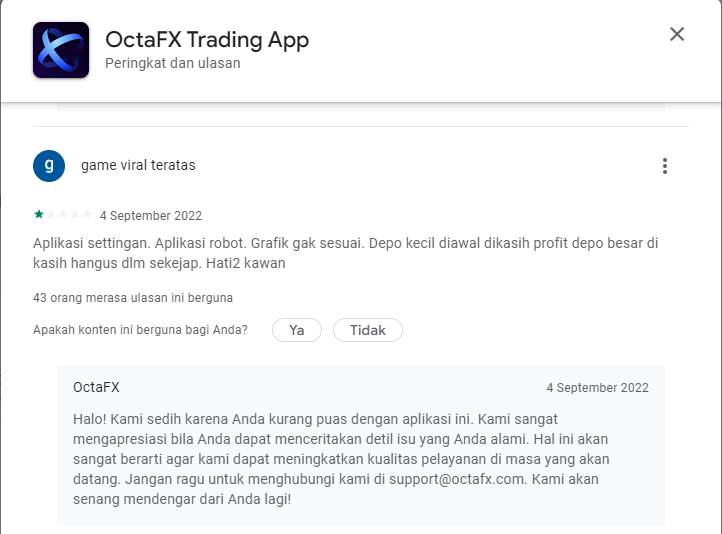 Hati-hati dengan Aplikasi OctaFx, Merugikan!