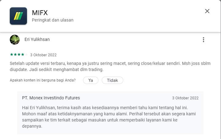 Nasabah MIFX Mengeluhkan Aplikasi MIFX yang Seringkali Macet