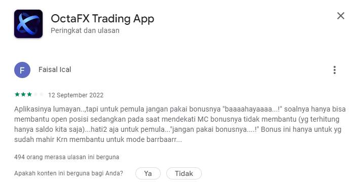 Hati-hati! Pengguna Baru Terhadap Bonus Deposit Broker OctaFx Menipu