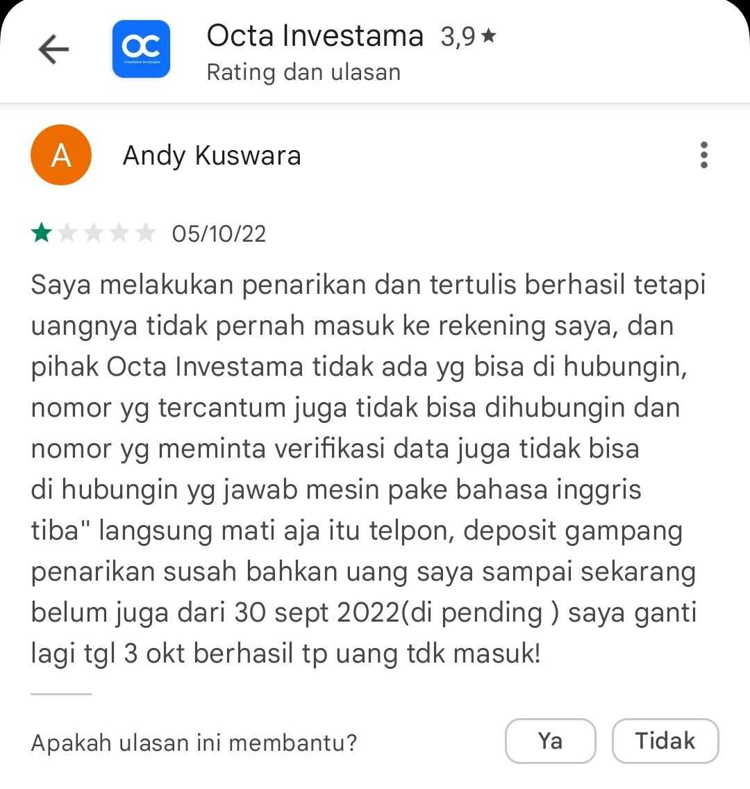 Penarikan Dana Octa Investama Tertahan Karena Bangkrut?