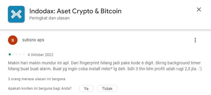 Aplikasi Indodax Mulai Downgrade Sistem?