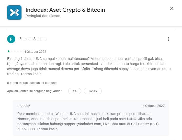 Aset Lunc pada Aplikasi Indodax Selalu Maintenance?
