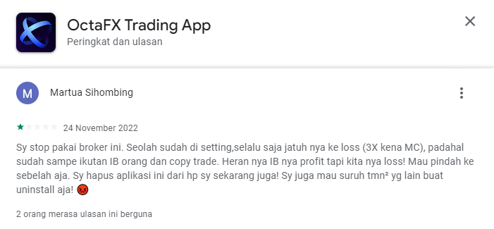Broker OctaFx Diduga Sengaja Membuat Nasabah Rugi