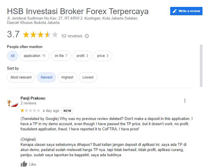 Seorang Nasabah Melaporkan HSB ke BAPPEBTI, Ada Apa?