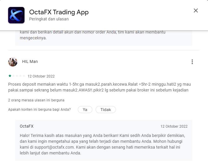 Hati-hati Deposit Menggunakan Broker OctaFx Tak Kunjung Masuk!