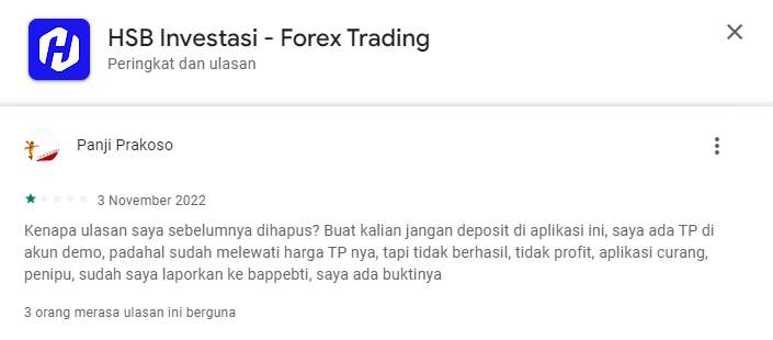 Demi Melindungi Nama Baik, Broker HSB Sengaja Menghapus Ulasan Pengguna