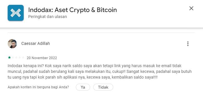 Penarikan Saldo Platform Indodax Perlu Diperbaiki!