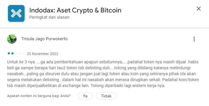 Pengguna Merugi, Indodax Delisting Token Tanpa Pemberitahuan!