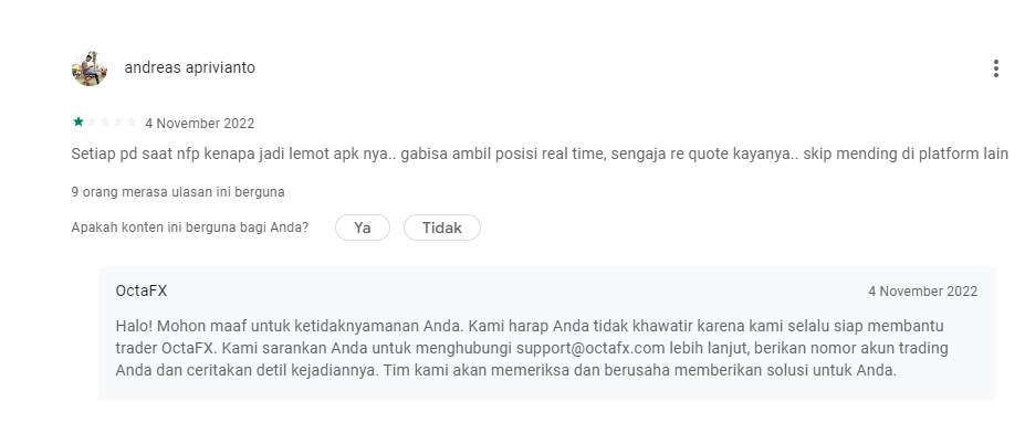 OctaFx Diduga Melakukan Requote Terhadap Transaksi Nasabah