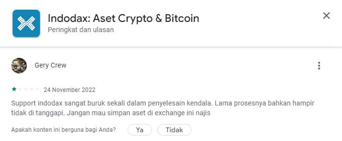 Pelayanan Platform Indodax Dinilai Buruk!