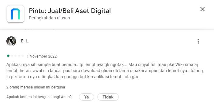 Kinerja Aplikasi Pintu Terbilang Sangat Lambat!