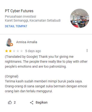 Penyesalan Seorang Pengguna Trading di Cyber Futures