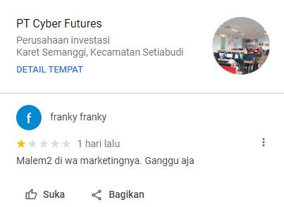 Sales Marketing Cyber Futures Diduga Mengganggu Masyarakat