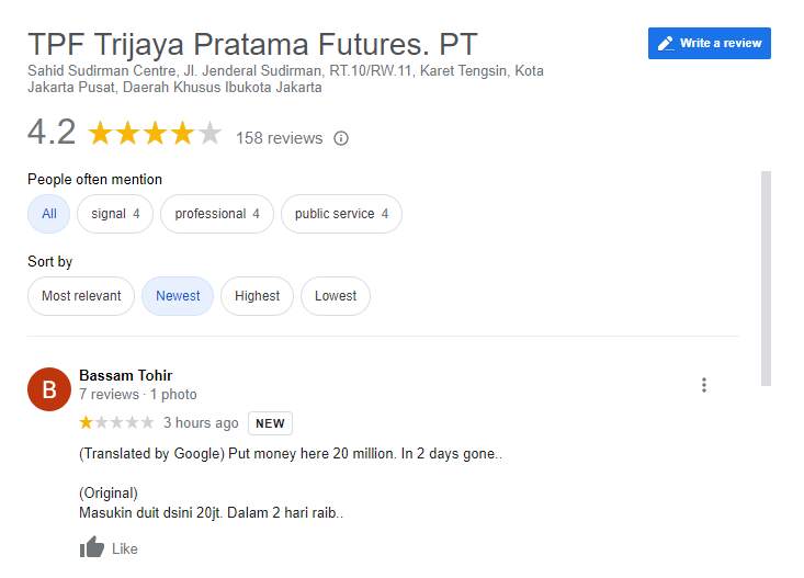 20 Juta Raib Akibat Trading di TPFx