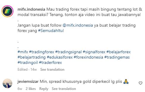 Biaya Spread Instrumen Gold di MIFX Terlalu Tinggi