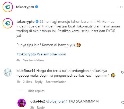 Harga TKO yang Turun Terus dan Aplikasi Tokocryto Selalu Bug, Kecewa Berat!