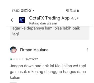 WD Tidak Pernah Masuk Rekening, OctaFX Scam!