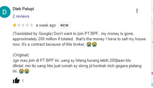 Penyesalan Seorang Pengguna Akibat Trading di Broker KPF