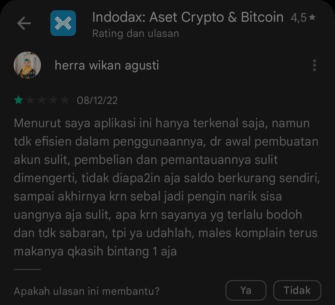 Platform Indodax Dinilai Tidak User Friendly