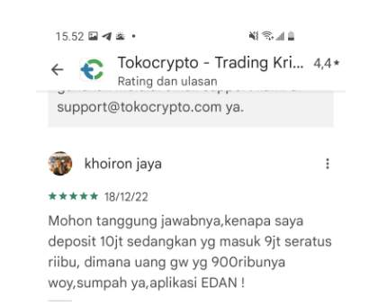 Biaya Transaksi Deposit di Tokocrypto Mencapai Hingga 900.000, Wow?!