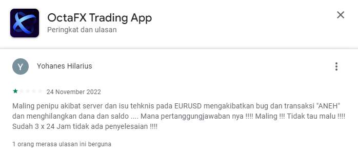 Tidak Bertanggung Jawab! Broker OctaFx Diduga Permainkan Transaksi Nasabah