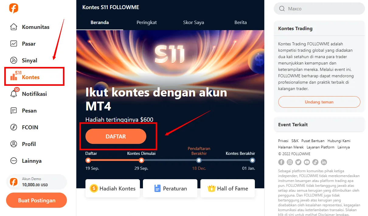 Hitung Mundur Batas Akhir Pendaftaran Kontes Trading FOLLOWME S11, Siapkah Anda?
