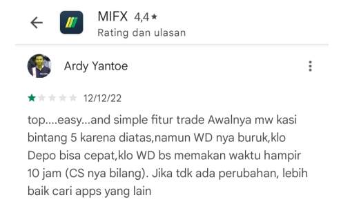 Nasabah Kecewa Berat Akibat WD di MIFX Sangat Buruk