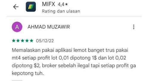 Komisi Trading Broker MIFX Bikin Nasabah Merugi