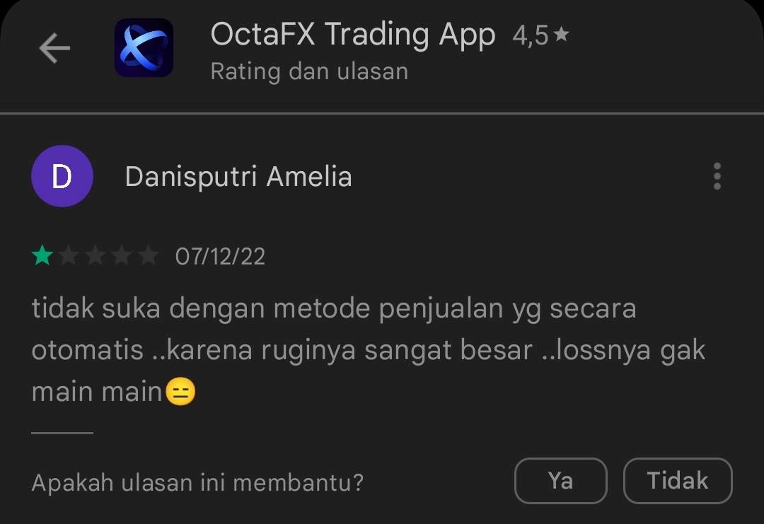 Metode Penjualan Secara Otomatis di Broker OctaFx Dinilai Merugikan Nasabah