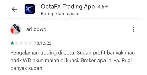 Broker OctaFx Diduga Sengaja Menutup Akun Nasabah