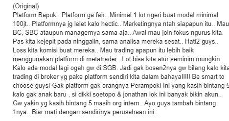 Pengguna Ungkapkan Keburukan Broker SGB