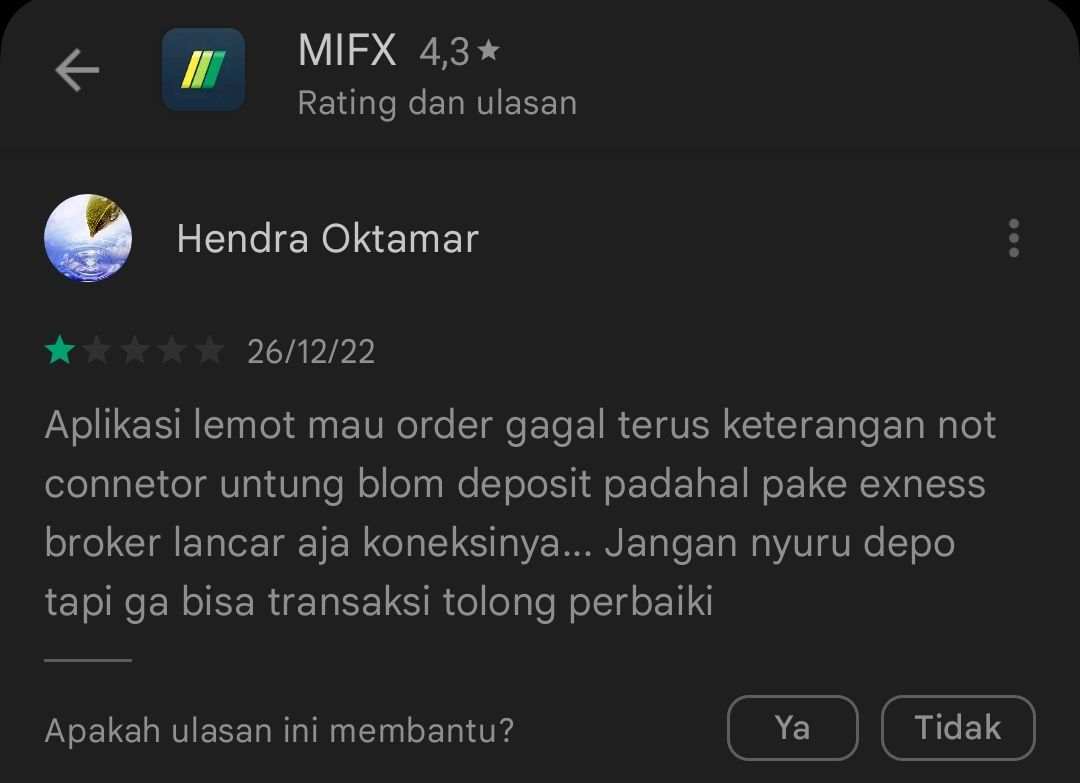 Kecewa dengan Konektivitas Aplikasi MIFX, Nasabah Memilih Pakai Broker Lain