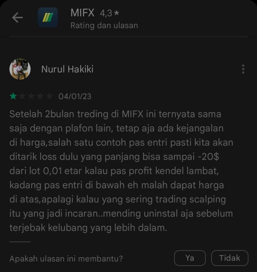 Biaya Trading Broker MIFX Sangat Tinggi, 0.01 Lot Bisa Sampai 20$